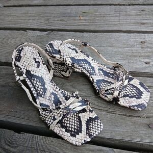 Zara Snakeskin Patterned Block Heel Sandals